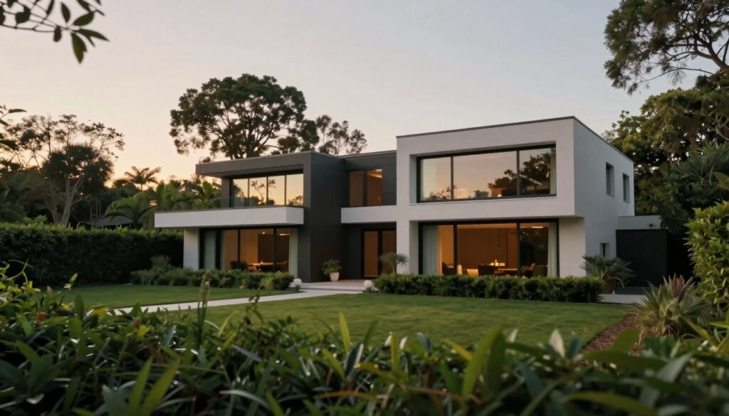 A serene outdoor scene featuring a stylish, modern home that reflects luxury and privacy, typical of a high-profile celebrity like Justin Bieber. In the foreground, lush greenery surrounds a sleek, minimalist house with large windows, conveying a sense of seclusion. The middle ground showcases well-maintained hedges and tall trees, enhancing the feeling of being hidden from public view. In the background, a clear sky at sunset casts warm, golden light over the scene, creating an inviting yet exclusive atmosphere. The composition should evoke a sense of peace and security, focusing on the importance of privacy for a star, captured through a soft-focus lens with a shallow depth of field to emphasize the home’s elegance and the tranquility of the surroundings. A serene outdoor scene featuring a stylish, modern home that reflects luxury and privacy, typical of a high-profile celebrity like Justin Bieber. In the foreground, lush greenery surrounds a sleek, minimalist house with large windows, conveying a sense of seclusion. The middle ground showcases well-maintained hedges and tall trees, enhancing the feeling of being hidden from public view. In the background, a clear sky at sunset casts warm, golden light over the scene, creating an inviting yet exclusive atmosphere. The composition should evoke a sense of peace and security, focusing on the importance of privacy for a star, captured through a soft-focus lens with a shallow depth of field to emphasize the home’s elegance and the tranquility of the surroundings.